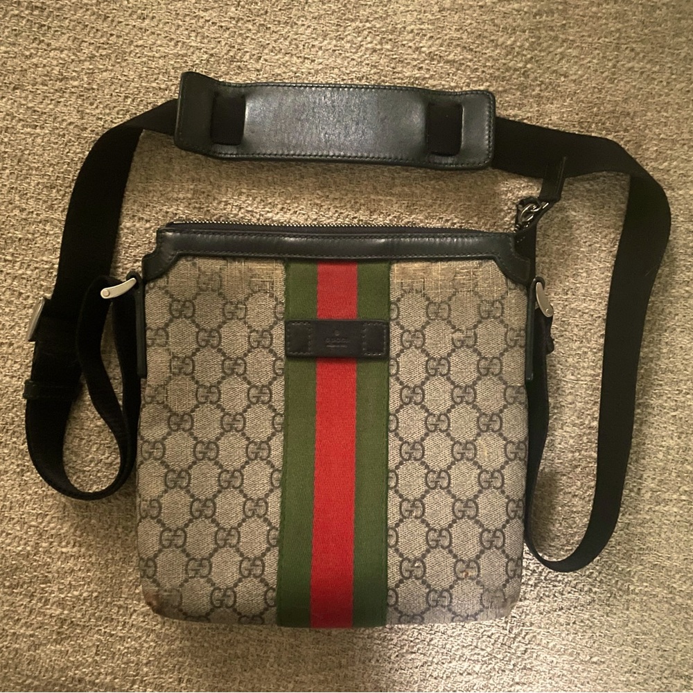 🔥Authentic Gucci GG Supreme Monogram Black Crossbody Messenger Bag🔥